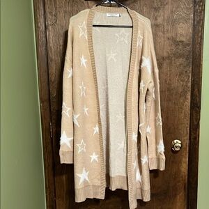 Chic Soul Women's Beige Star Cardigan Sweater
